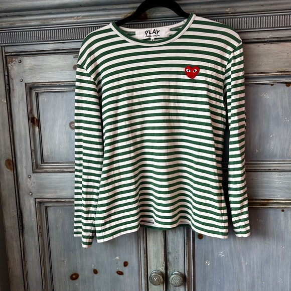 Comme des Garçons PLAY Green Stripe Shirt Size M - Picture 5 of 9